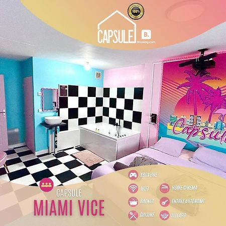 Capsule Miami Vice - Jacuzzi - Billard - Ecran Cinema & Netflix - Ping-Pong - Nintendo & Jeux- Lievin Bagian luar foto