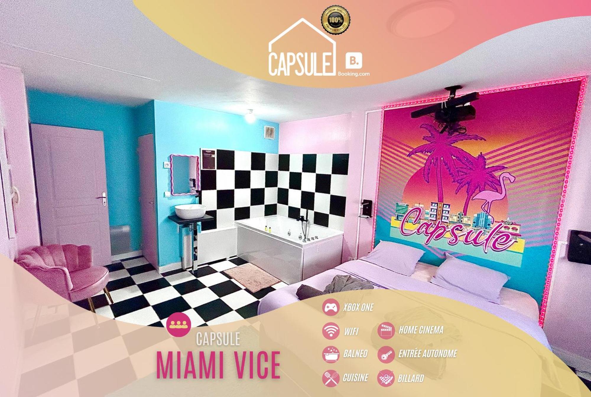 Capsule Miami Vice - Jacuzzi - Billard - Ecran Cinema & Netflix - Ping-Pong - Nintendo & Jeux- Lievin Bagian luar foto